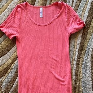 Lularoe classic , coral ribbed shirt